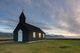 The majestic black church at Budir