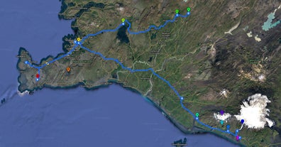 Itinerary for 4 Days of Outdoor Fun travelling to The Golden Circle and South Coast, including snowmobiling and glacier hiking.