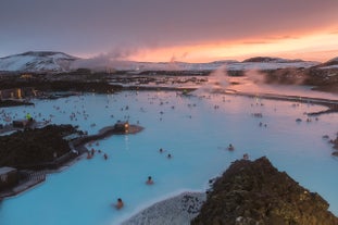 An evening shot of the Blue Lagoon.